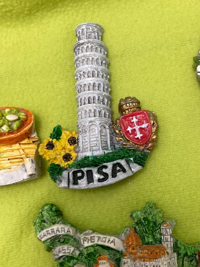 Italian Vtg Lot Of 11 Refrigerator Magnets Featuring Toscana-Pisa-Olio Di Oliva