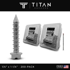 200-Pack 1/4" x 1-1/4" 410 Stainless Steel Hex-Head Concrete Screws