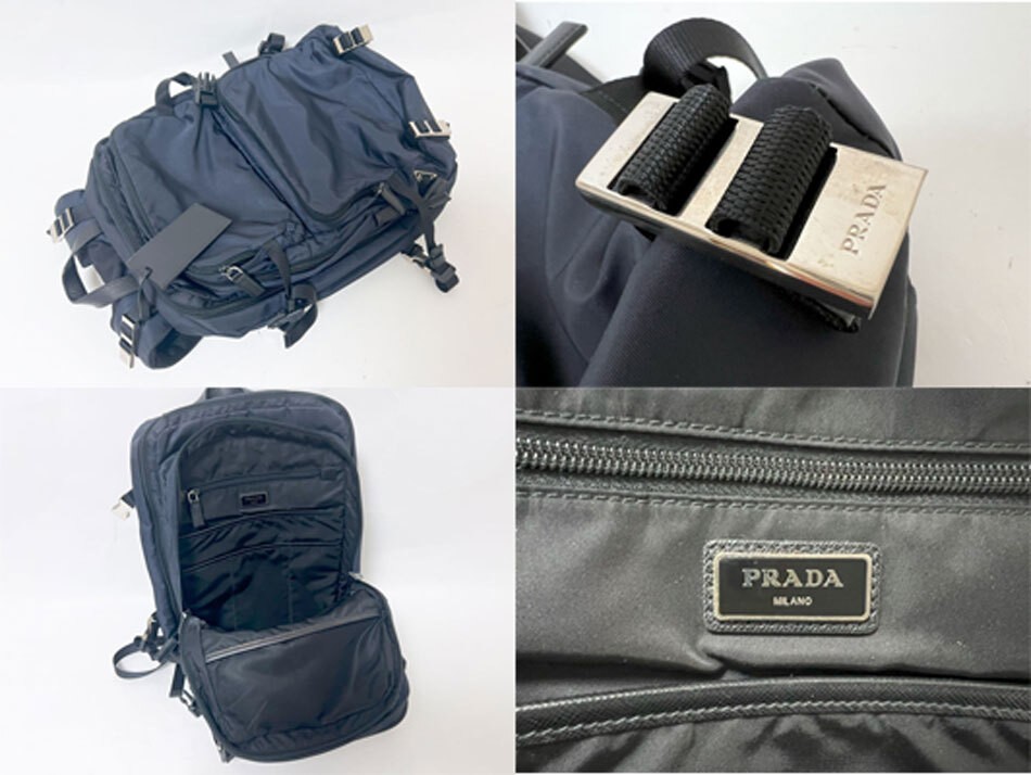 PRADA Rucksack Backpack Rucksack Nylon Saffiano Leather Navy 2VZ028 Used from ja thumbnail 10