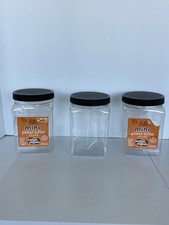 Mini Pretzels EMPTY PLASTIC CONTAINERS Black TOPS CRAFT HOBBY STORAGE - LOT OF 3