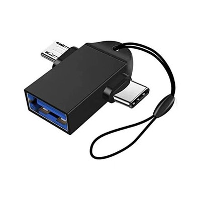 2 in 1 OTG Adapter USB3.0 Female to Micro USB Male and USB C Male Black