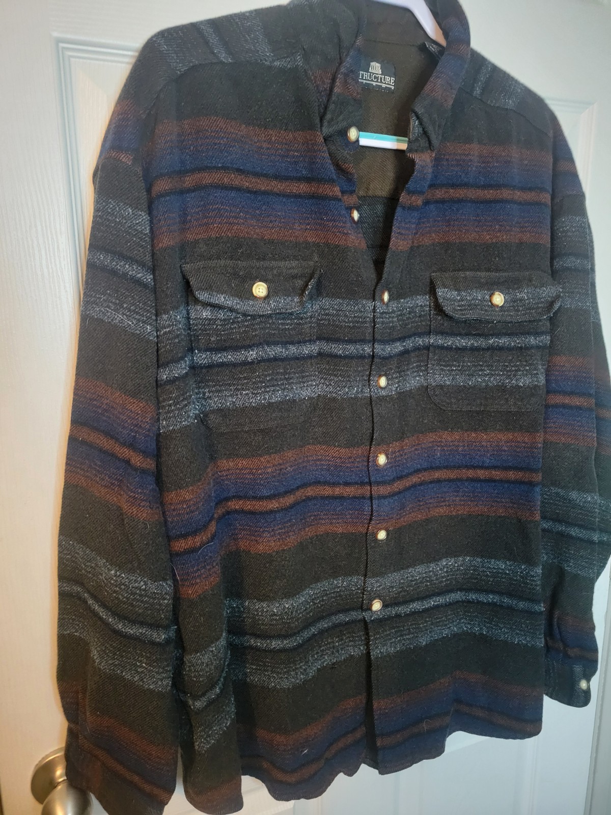 Structure Xl Men's Flannel Shirt Long Sleeve Stri… - image 2