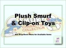 Vintage Peyo Plush Smurf Characters  Clip-on Huggers-Choose 