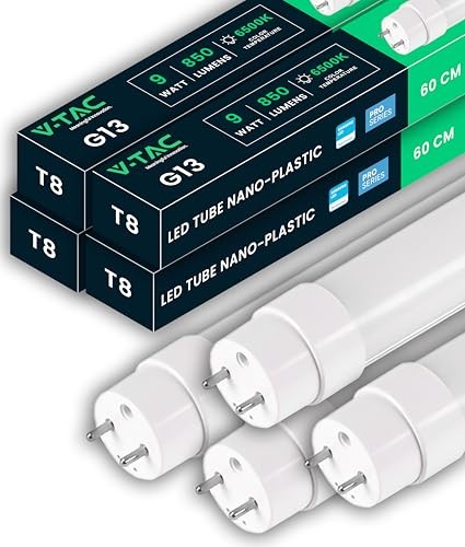 V-Tac 4X LED RöHre 60CM T8 G13 7.5W 850Lm Samsung Chip Kaltweiß 6500K-image