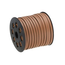 49.21 Yard 5mm Flat Leather Cord Suede String for DIY Crafts, Light Brown 1 Roll