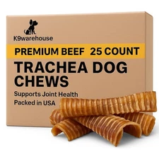 Trachea Dog Chews - Premium Beef Trachea for Dogs with Glucosamine & Chondroi...