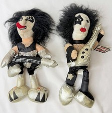 Muñecas bolsa de frijoles de peluche Paul Stanley y Gene Simmons 1998 AS IS KISS THE ROCK BAND