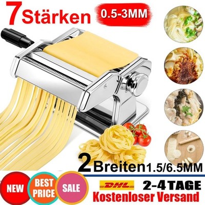 Nudelmaschine Manuell aus Edelstahl Pasta Maker 2-in-1 Pastamaker Pastamaschine