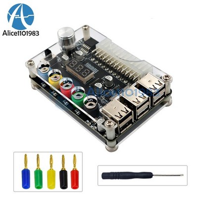24Pin ATX Power Supply Breakout Board Adapter Connector Adjustable Voltage #jd