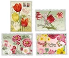 BARBARA BEHR * postcard * nostalgia * glitter * tulips * flowers birthday * 10x15cm *.