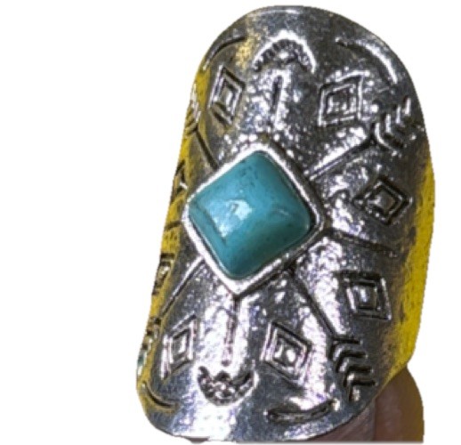 Native American Style Silver Ring Square Turquois… - image 9