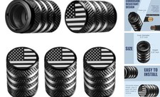 Tire Valve Stem Cap Cover - 5 Pack Tire Air Cap Metal American Flag Black