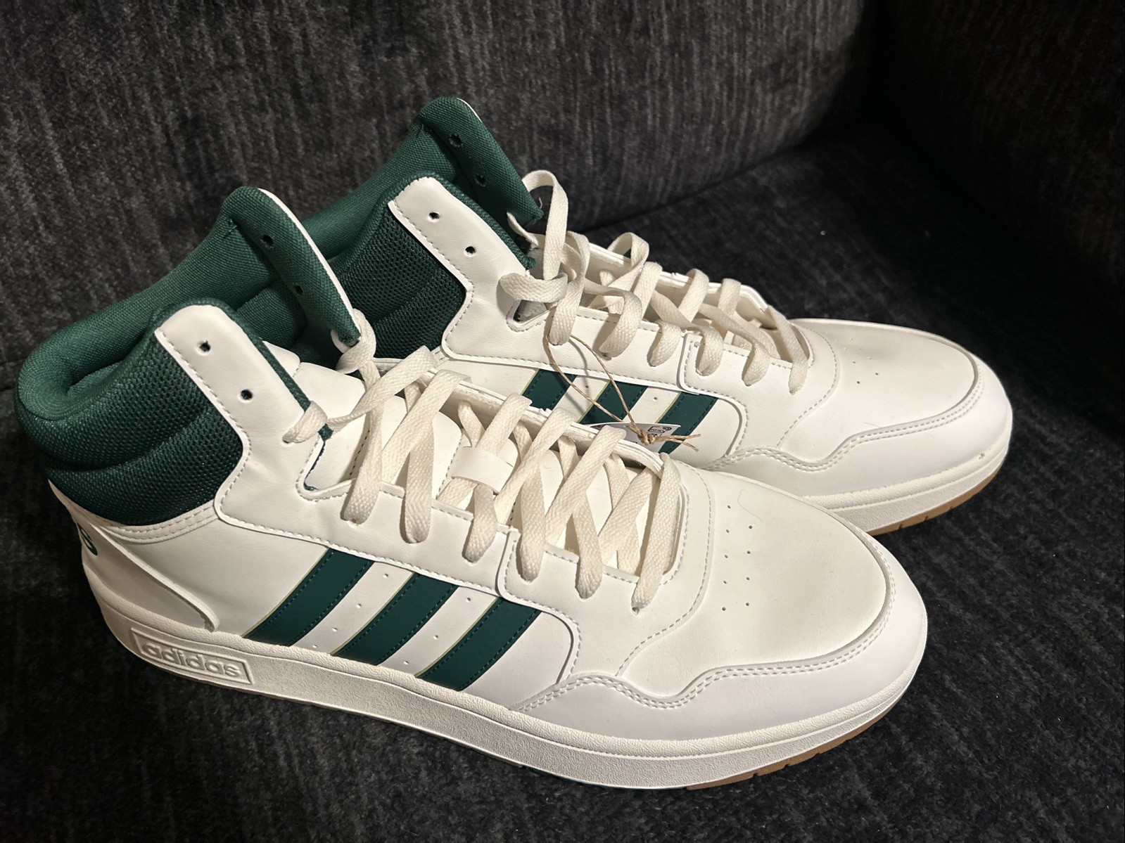 Adidas Hoops 3.0 Mid White /green Size 13 Men’s New No Box Adidas Hoops 3.0 Mid White /green Size 13 Men’s New No Box