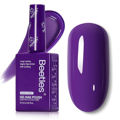 Beetles Purple Gel Nail Polish 15Ml Hema-Free Dark Purple Soak off UV | Full-Siz