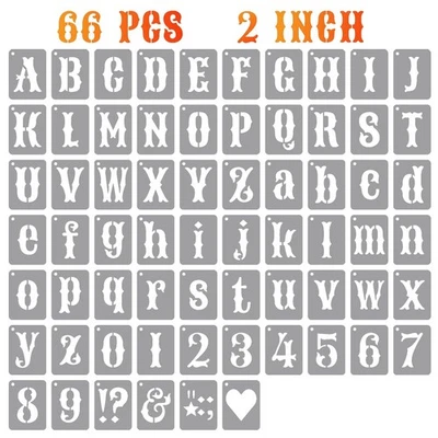 ASMPIO 2 Zoll Alphabet Buchstaben Schablonen Kits, 66 Stück Zeichenvorlagen 2 - Bild 1 von 4