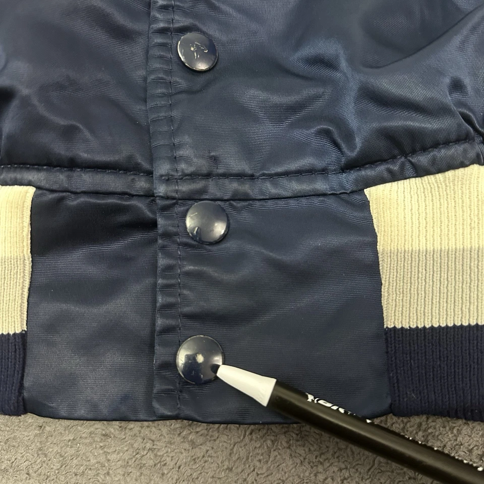 Chaqueta a Presión De Colección Años 90 Omni Washington Azul Satinado Para Hombre Talla XL Logotipo Spellout Foto 3 de 4