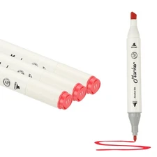 Dual Tip Alcohol Art Markers, 3 Pcs White Alcohol Markers Pen, Red