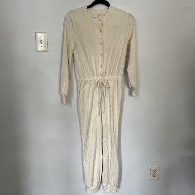 Amazon Essentials Jumpsuit Womens Extra Small Beige Jersey Elastic Tie waist