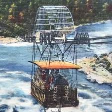 Aero Cable Niagara Falls USA Canada 1940s Postcard Vintage Linen
