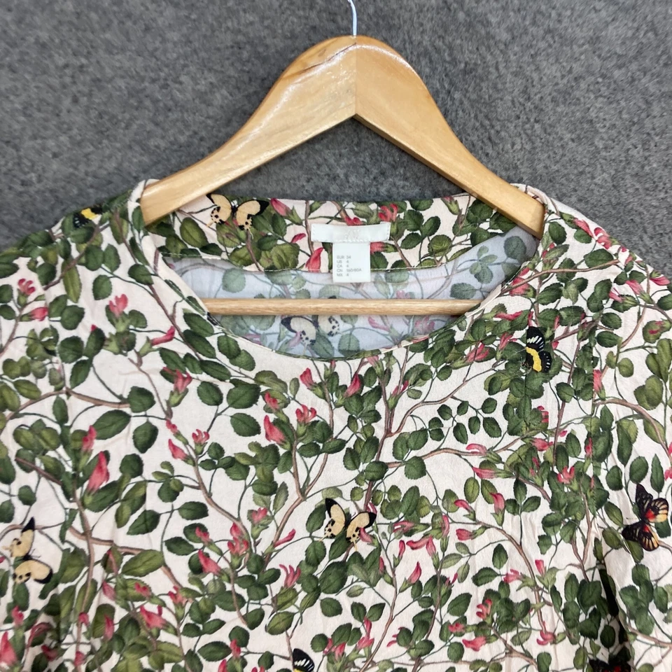 H&M Top Womens 4 Multicolour Half Sleeve Round Neck Blouse Shirt Viscose 216 - image 3 of 4