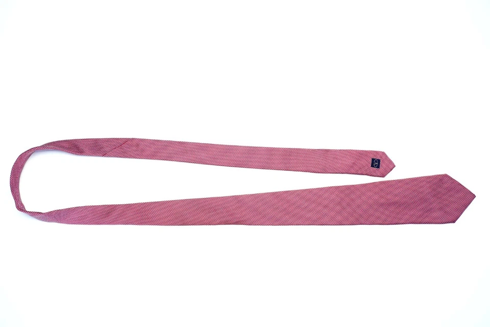 Corbata de cuello VALENTINO roja y plateada micropatrón 100 % seda hecha en Italia Foto 2 de 4