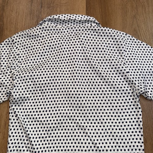 Vintage 1960s Polo Shirt Fruit of the Loom Knit Polka Dot Atomic MCM Mens Medium - Picture 17 of 18