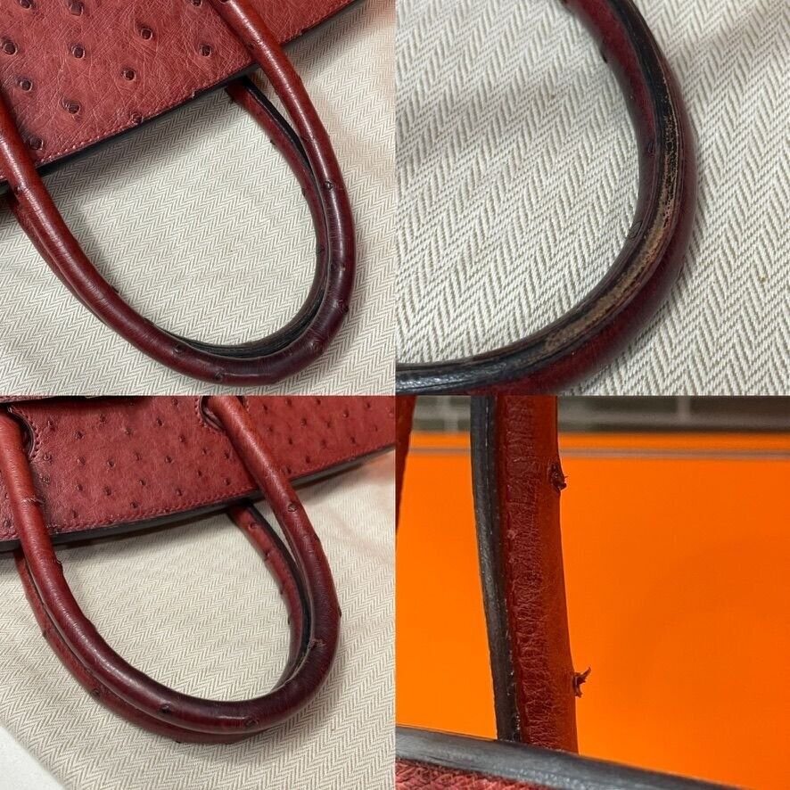HERMES Vintage 2000 Birkin 35 Ostrich Leather Burgundy Tote HERMES Vintage 2000 Birkin 35 Ostrich Leather Burgundy Tote