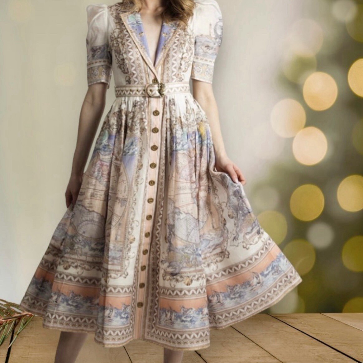 【ANDRÉSD】damask gather dress Oscar Metallic Floral Jacquard Shirt Bridesmaid Dress Dress