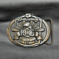 Vintage Harley Davidson Owner's Group HOG 5th Anniversary 1983-1988 Belt Buckle