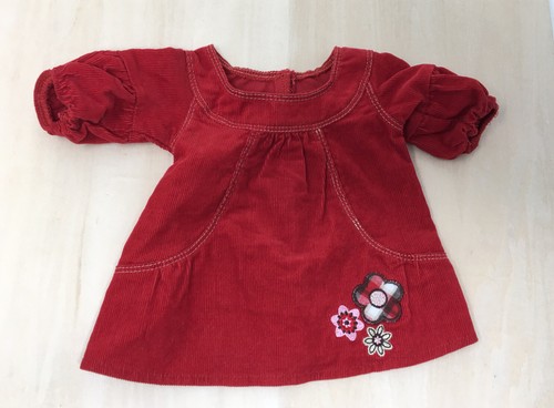American Girl Puppenkleid für Bitty Baby Bitty Zwillinge dunkelrot Cord Blumen