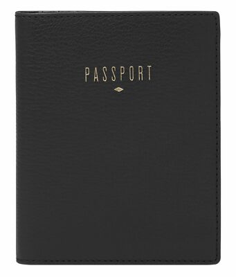 FOSSIL Travel RFID Passport Case Ausweisetui Geldbörse Geldbörse Schwarz  Neu