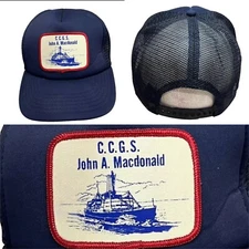 Vtg CCGS John A Macdonald SnapBack Hat Canadian Coast Guard Ship Patch Boat Cap