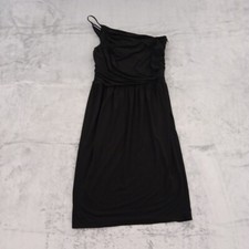 Calvin Klein Dress Size 4 Black Single Shoulder Knee Length A-Line