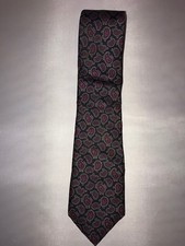 Vintage Pietro Di Como Black Red Paisley 100% Silk Classic Neck Tie Made in USA