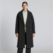 Everlane Womens Coat The Italian Rewool Long Peacoat Double-breasted Black Small
