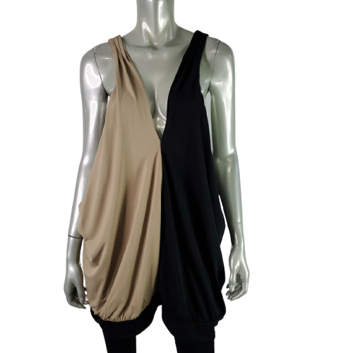 Top Lane Bryant taglie forti 26/28 color block scollo a V profondo senza maniche nero nuovo con etichette - Foto 1 di 5