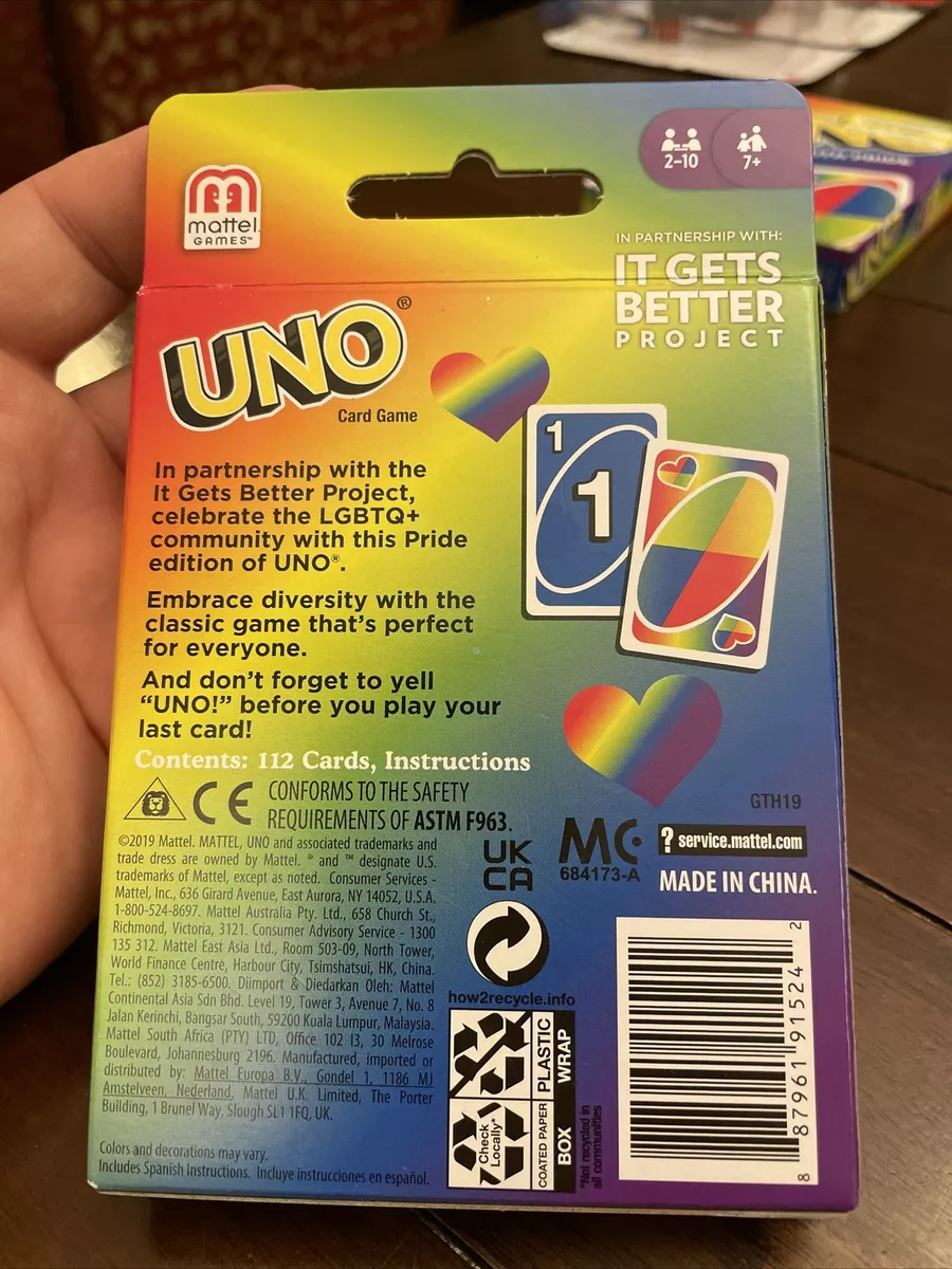 Mattel Games UNO Play with Pride Card Game with 112 Cards and Instructions,  Great Gift for Ages 7 Years Old & Up