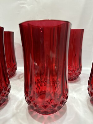 Cristal D Arque Ruby Highball Glasses Set Of 6 Longcham Tea Glass. Excellent.