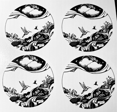 Fusing Decals AAE ARTSY HUMMINGBIRDS- Low Fire Fusing Decals- Four (2