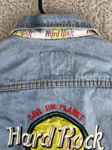 Hard Rock San Juan Jean Jacket Kids Size 8 Blue Denim Button Up Embroidered Logo - Picture 18 of 23