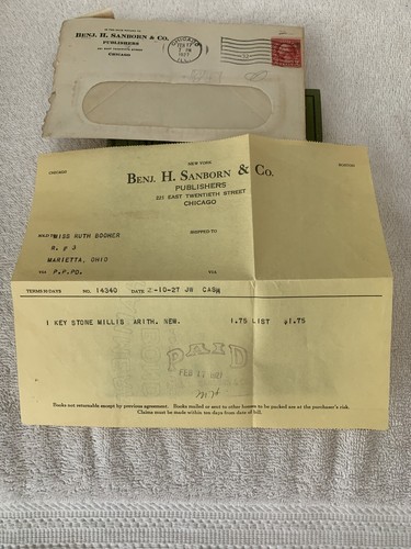 1920 Key To New Stone -Millis Arithmetics Original Invoice 1927 Textbook - Picture 2 of 8
