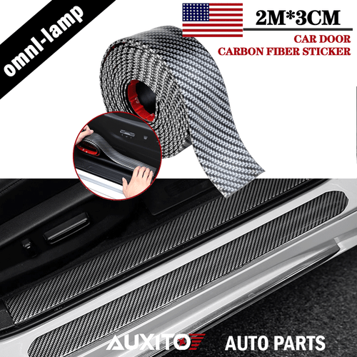 2M Carbon Fiber Car Door Plate Sill Scuff Cover Anti Scratch Sticker Accessories