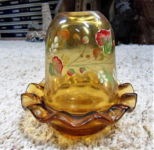 RARE Fenton 100th Anniversary Wheatberry on Autumn Gold Fairy Lamp 5980 QM 2005