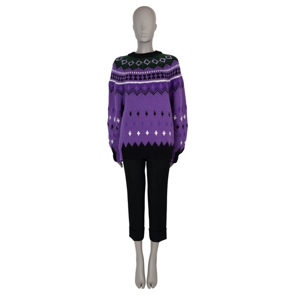 71464 authentischer MONCLER GRENOBLE electric purple Wolle & Alpaka FAIR ISLE Pullover M