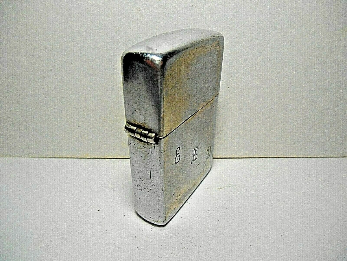 VINTAGE ZIPPO PAT #2032695 CHROME CIGARETTE LIGHTER - ENGRAVED
