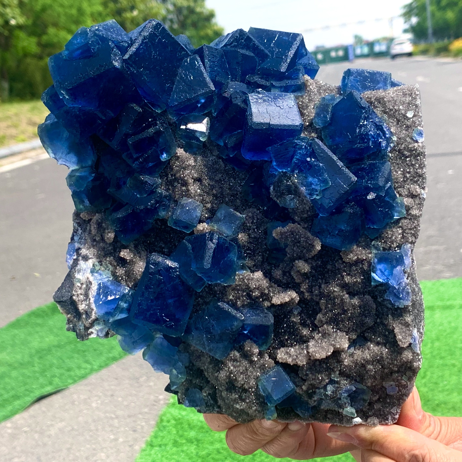 7.23LB Natural BLUE Cube Fluorite Mineral Crystal Specimen/China
