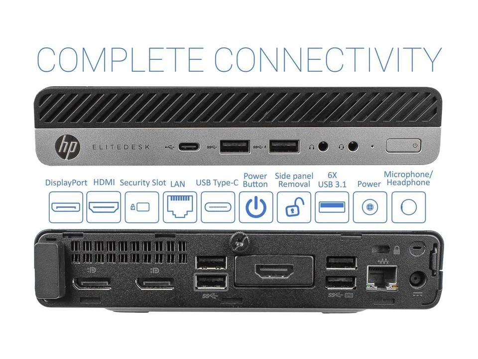 Refurbished HP EliteDesk 800 G4 Mini i7-8700T 16GB 512GB SSD Windows 10 Pro - Image 4 of 4
