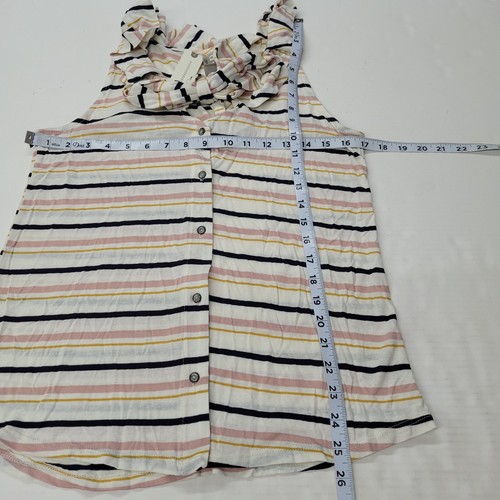 Dolan Tunic Top Women XS Pink Blue Striped Ruffled Tie Neck Button Up Beach New - Picture 12 of 13