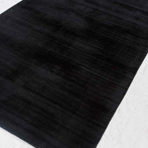 Alfombra tradicional telar a mano alfombra de viscosa negra, alfombra de seda artística anudada a mano Foto 4 de 4