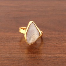 Best Selling Natural Crazy Lace Agate Gemstone 24K Gold Plated Adjustable Ring